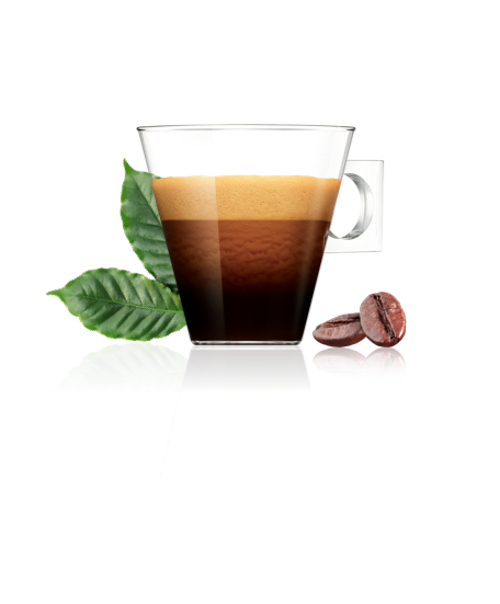 Coffee cup with leaves and beans